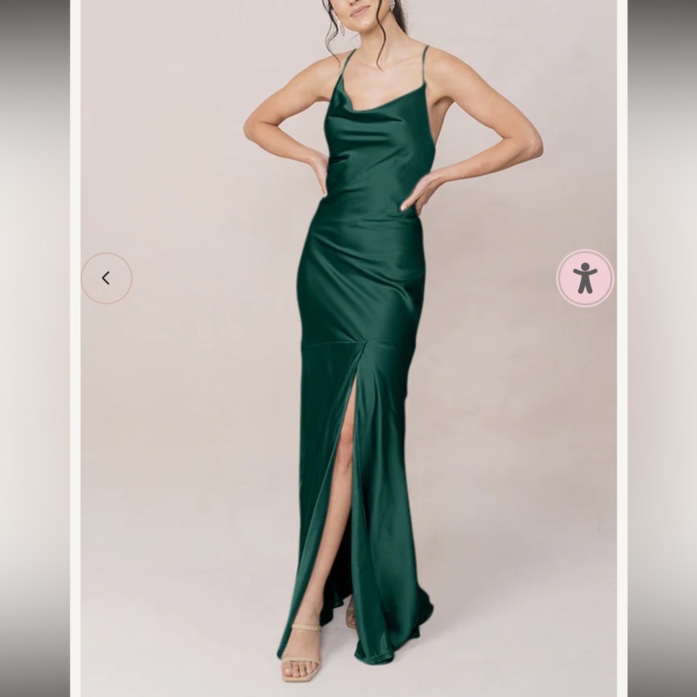 Revelry Kimora Satin Dress - Emerald